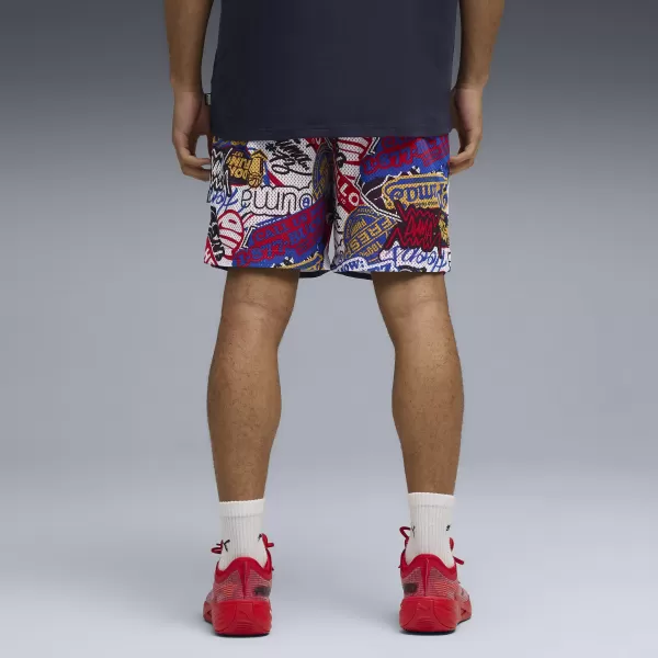  Pánské kraťasy PUMA HOOPERHOTLINE AOP 7" SHORTS 63283701 FOR ALL TIME RED/AOP 
