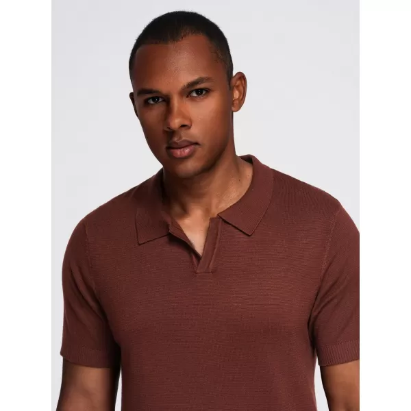  Pánské polo triko OMBRE OM-POSS-0159 DARK BROWN 