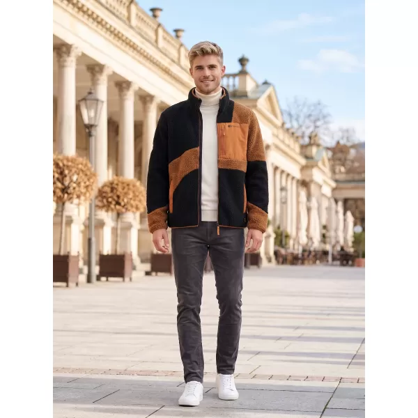  Pánská fleece mikina ALTISPORT GANAN ČERNÁ/HNĚDÁ 