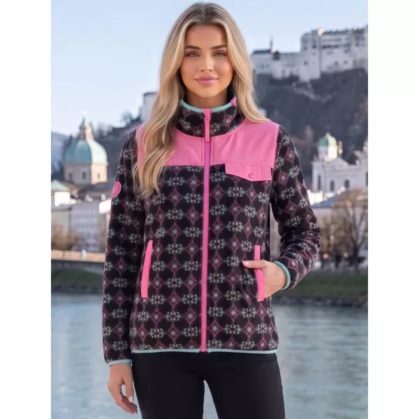 Dámská fleece mikina ALTISPORT GENESIS ČERNÁ/SVĚTLE RŮŽOVÁ 