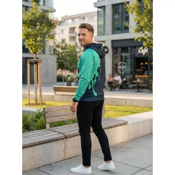  Pánská funkční mikina premium ALTISPORT VOJ/ALM112MI01 ČERNÁ-TYRKYSOVÁ 