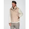 Pánská vesta OMBRE OM-JAVJ-0277 BEIGE