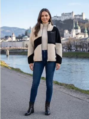 Dámská fleece mikina ALTISPORT GERI ČERNÁ/BÉŽOVÁ