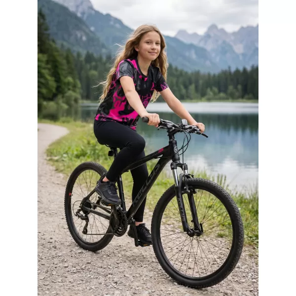  Dětské funkční triko premium ALTISPORT VOJ/ALK076TR01 ČERNÁ/FLUO RŮŽOVÁ 