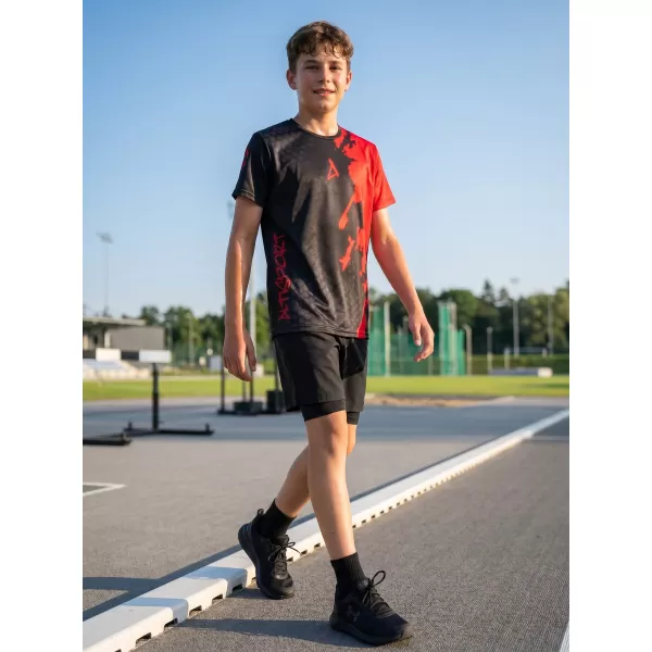  Dětské funkční triko premium ALTISPORT VOJ/ALM112TR01 ČERNÁ-ČERVENÁ 