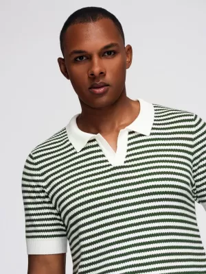 Pánské polo triko OMBRE OM-POSS-0161 WHITE AND OLIVE