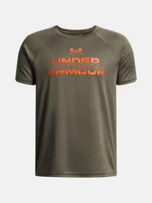 Chlapecké triko UNDER ARMOUR UA TECH SPLIT WORDMARK SS 1383010-390 KHAKI