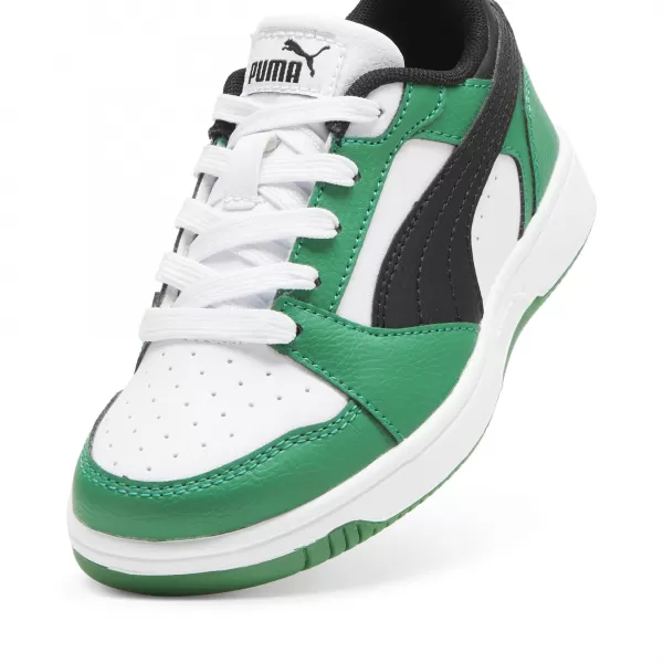  Dětské boty PUMA REBOUND V6 LO PS 39383405 PUMA WHITE/PUMA BLACK/GREEN 