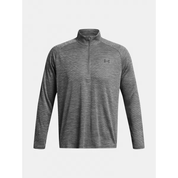  Pánské triko UNDER ARMOUR UA TECH TEXTURED 1/2 ZIP 1382797-025 ŠEDÁ 