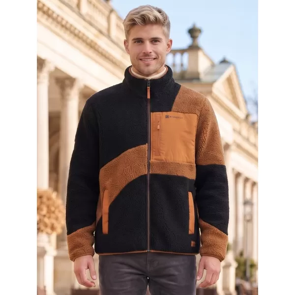  Pánská fleece mikina ALTISPORT GANAN ČERNÁ/HNĚDÁ 