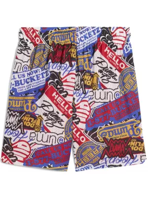 Pánské kraťasy PUMA HOOPERHOTLINE AOP 7" SHORTS 63283701 FOR ALL TIME RED/AOP