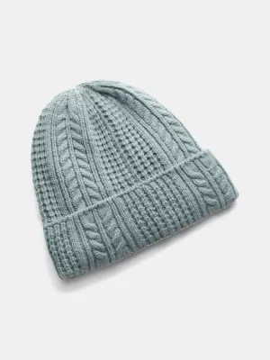 Dámská čepice UNDER ARMOUR W HALFTIME CABLE KNIT BEANIE 1386639-323 ZELENÁ