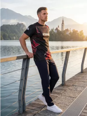 Pánské volnočasové triko premium ALTISPORT VOJ/ALM123TR06 ČERNO-ČERVENÁ
