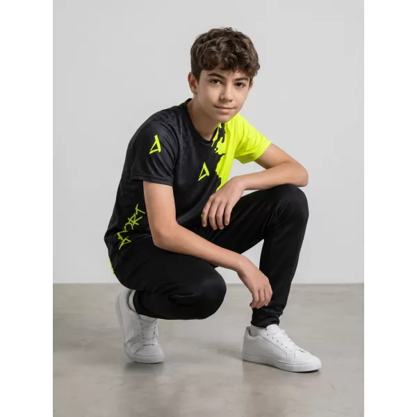  Dětské funkční triko premium ALTISPORT VOJ/ALM112TR01 ČERNÁ-FLUO YELLOW 