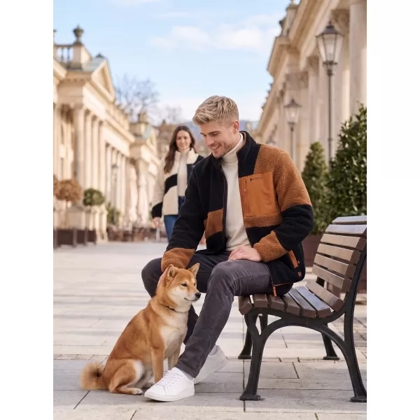  Pánská fleece mikina ALTISPORT GANAN ČERNÁ/HNĚDÁ 