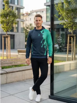 Pánská funkční mikina premium ALTISPORT VOJ/ALM112MI01 ČERNÁ-TYRKYSOVÁ