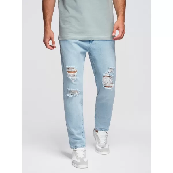  Pánské kalhoty OMBRE OM-PADP-0250 LIGHT BLUE 