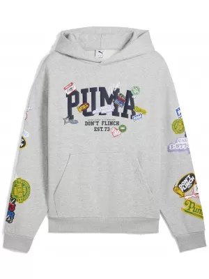 Pánská mikina PUMA HOOPERHOTLINE PULLOVER HOODIE 63282703 LIGHT GRAY HEATHER
