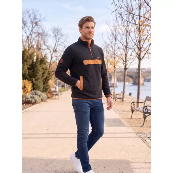  Pánská fleece mikina ALTISPORT GARM ČERNÁ/HNĚDÁ 