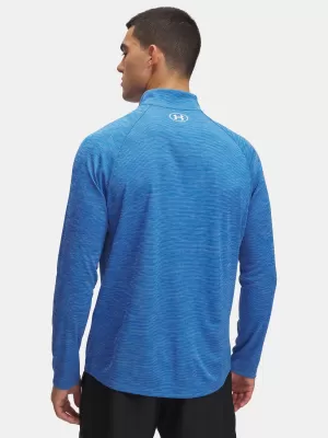 Pánské triko UNDER ARMOUR UA TECH TEXTURED 1/2 ZIP 1382797-402 MODRÁ