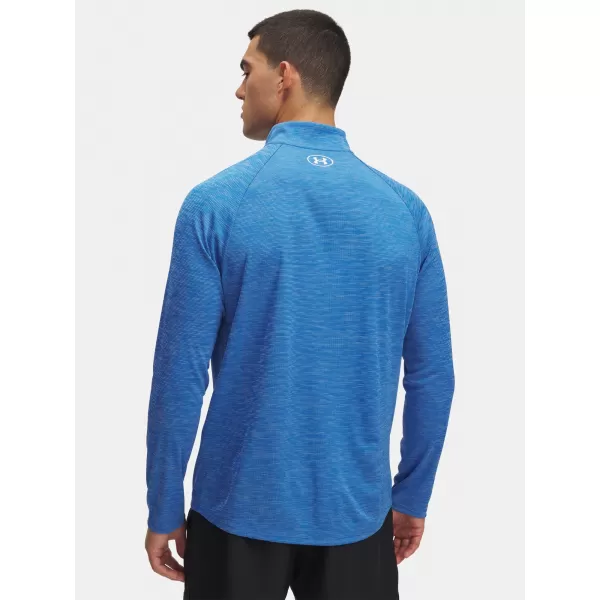  Pánské triko UNDER ARMOUR UA TECH TEXTURED 1/2 ZIP 1382797-402 MODRÁ 