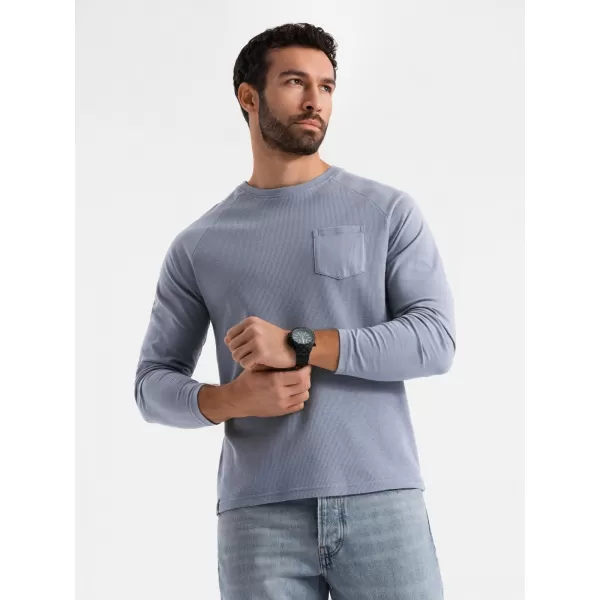  Pánské triko OMBRE OM-LSCL-0109 BLUE DENIM 