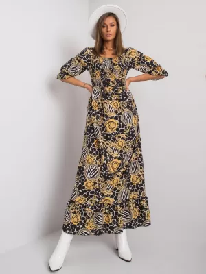 Dámské šaty ITALY MODA DHJ-SK-13965-1.61P BLACK AND YELLOW