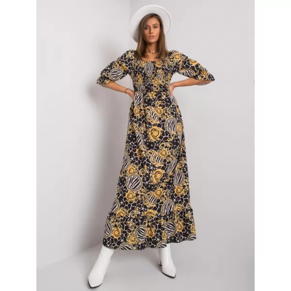  Dámské šaty ITALY MODA DHJ-SK-13965-1.61P BLACK AND YELLOW 