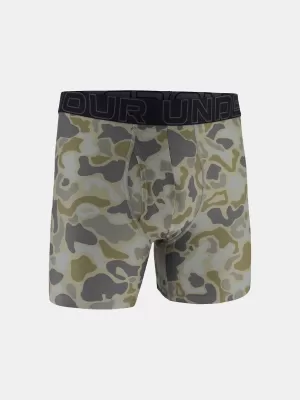 Pánské boxerky UNDER ARMOUR UA PERFORMANCE TECH - PRINT 6IN - 1PK 1383875-069 TITANIUM
