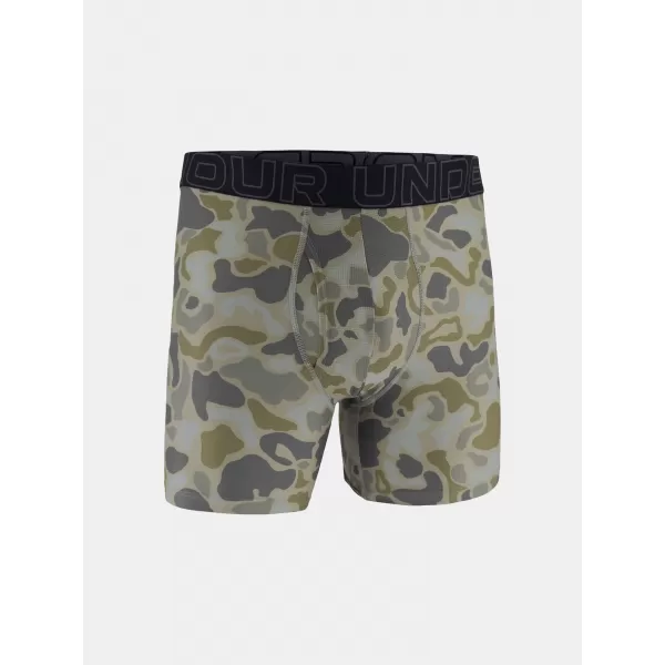  Pánské boxerky UNDER ARMOUR UA PERFORMANCE TECH - PRINT 6IN - 1PK 1383875-069 TITANIUM 