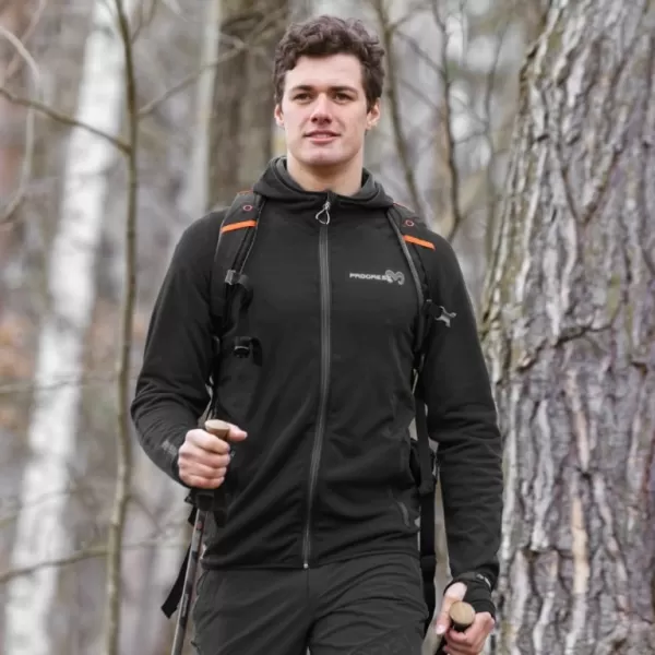  Pánská mikina PROGRESS TOREZ HOODY MERINO ČERNÁ 