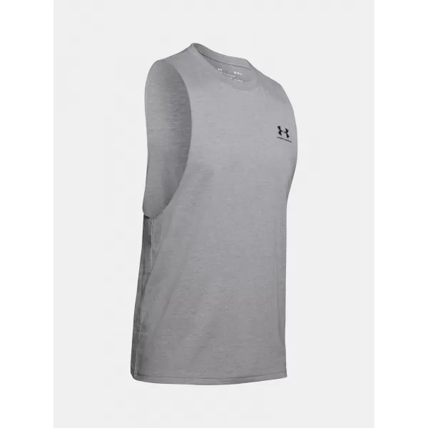  Pánské tílko UNDER ARMOUR LEFT CHEST CUT OFF TANK 1329286-035 ŠEDÁ 