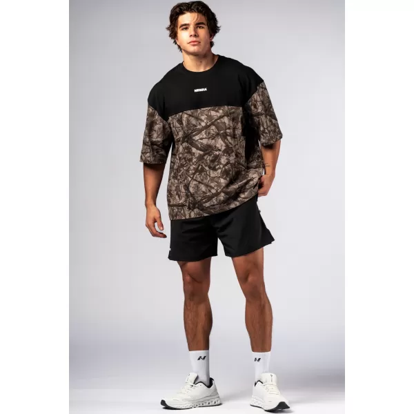  NEBBIA Oversized tričko POWER 898 LIGHT BROWN CAMO 