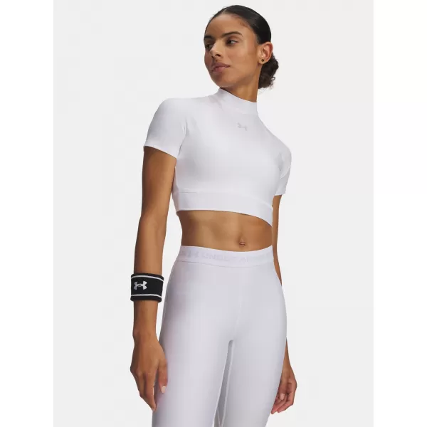  Dámské triko HEATGEAR CROP MOCK SS 6010006-100 BÍLÁ 