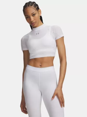 Dámské triko UNDER ARMOUR HEATGEAR ELITE CROP MCK SS 6014710-100 BÍLÁ
