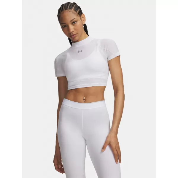  Dámské triko UNDER ARMOUR HEATGEAR ELITE CROP MCK SS 6014710-100 BÍLÁ 