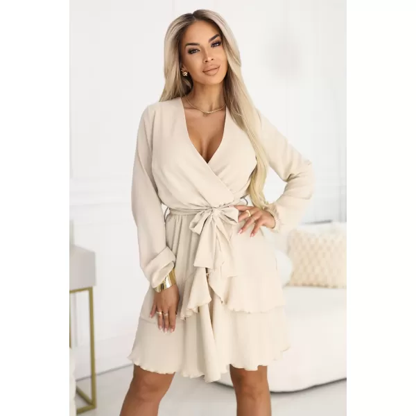  Dámské šaty NUMOCO 671-1 BÉŽOVÁ 