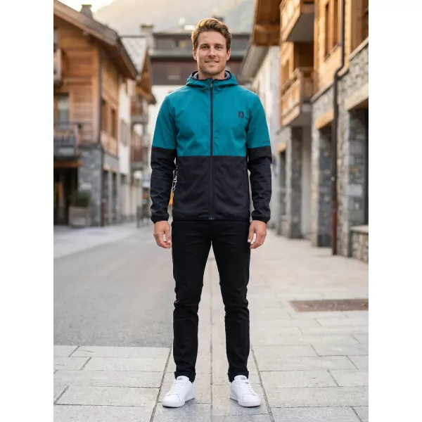  Pánská softshellová bunda premium ALTISPORT VOJ/ALM051JACK01 PETROLEJOVÁ/ČERNÁ 