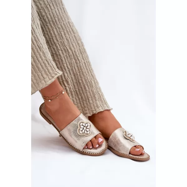  Dámské pantofle S.BARSKI KV51-087 LIGHT GOLD 