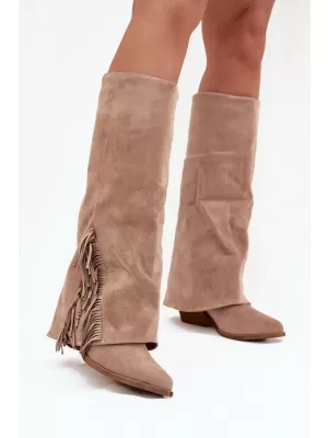 Dámské boty na podpatku BOTO ZALIA 38568 KHAKI