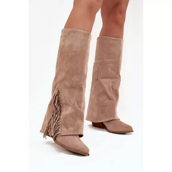  Dámské boty na podpatku BOTO ZALIA 38568 KHAKI 