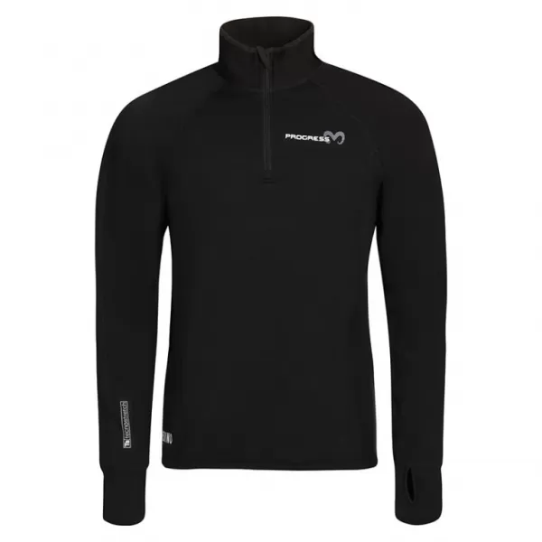  Pánská mikina PROGRESS TOREZ ZIP MERINO ČERNÁ 