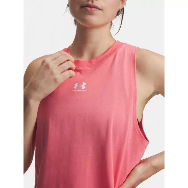  Dámské tílko UNDER ARMOUR UA RIVAL MUSCLE TANK 1383659-600 RŮŽOVÁ 