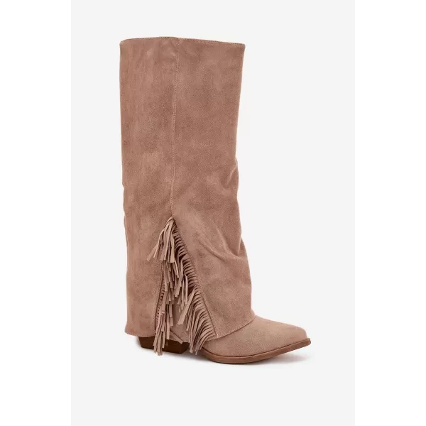 Dámské boty na podpatku BOTO ZALIA 38568 KHAKI 