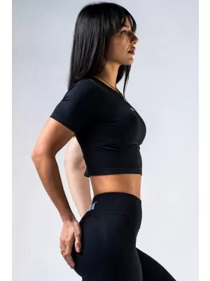 NEBBIA Seamless crop top s krátkým rukávem POWER 891 BLACK