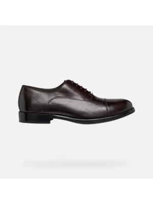 Pánské společenské boty GEOX BARBERIGO G014409 TMAVĚ HNĚDÁ