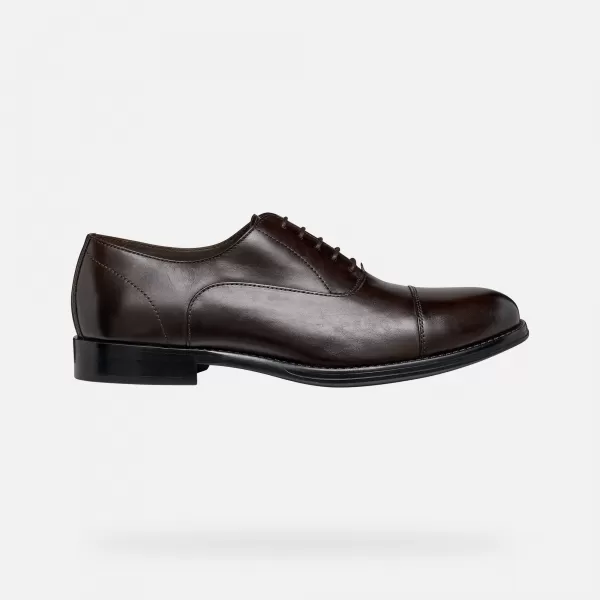  Pánské společenské boty GEOX BARBERIGO G014409 TMAVĚ HNĚDÁ 
