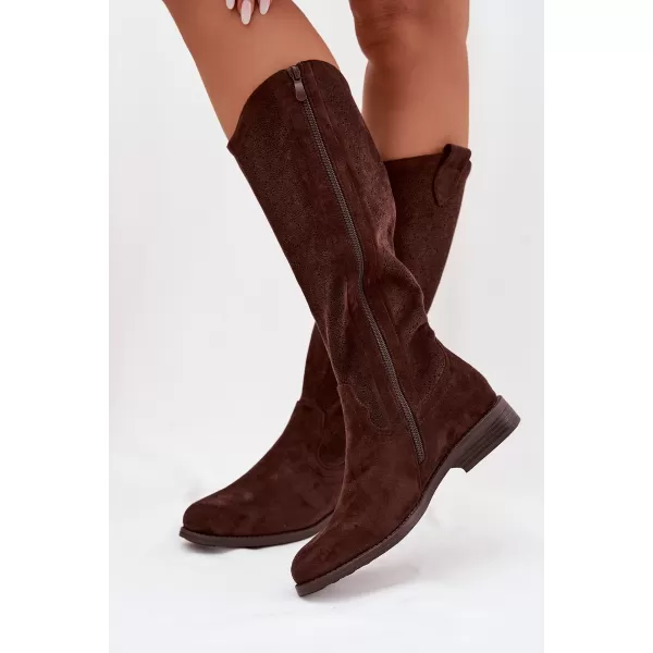  Dámské kozačky S.BARSKI HY61-8022 BROWN 