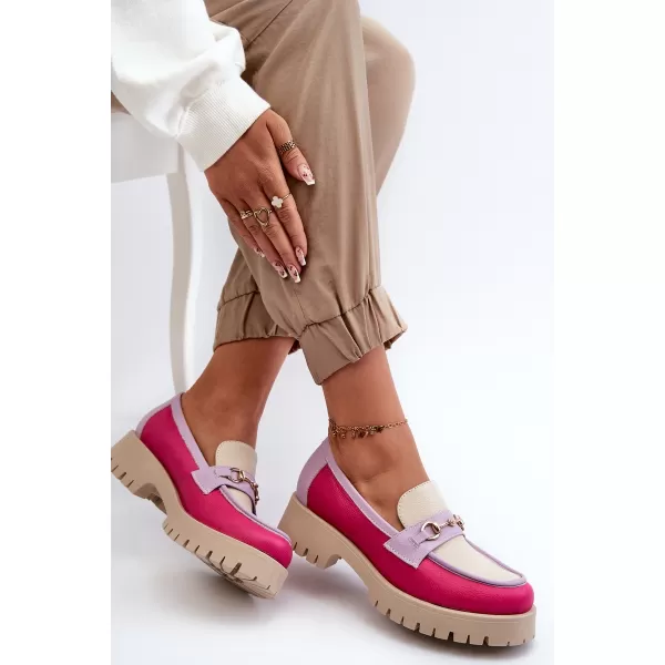  Dámské mokasíny ZAZOO 3475 BEIGE/FUSCHIA/LILA 