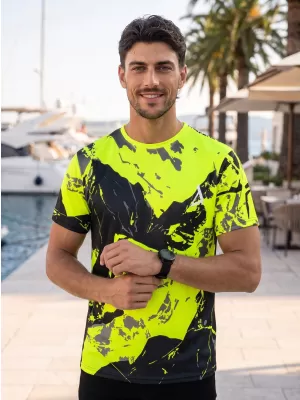 Pánské tričko premium ALTISPORT VOJ/ALM131TR01 FLUO YELLOW/ČERNÁ